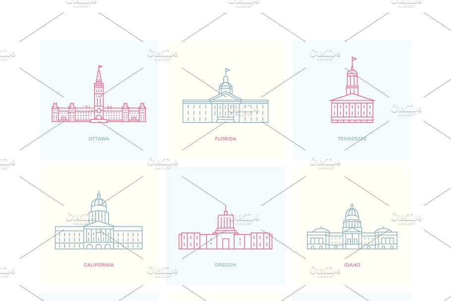 150+国家首都著名建筑矢量插画 150+ World Capitals Illustration插图(3)
