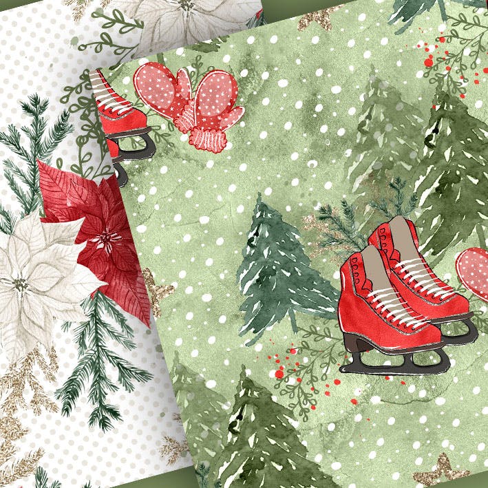 冬季主题手绘装饰图案数码纸张设计素材 Hello Winter digital paper pack插图(4)