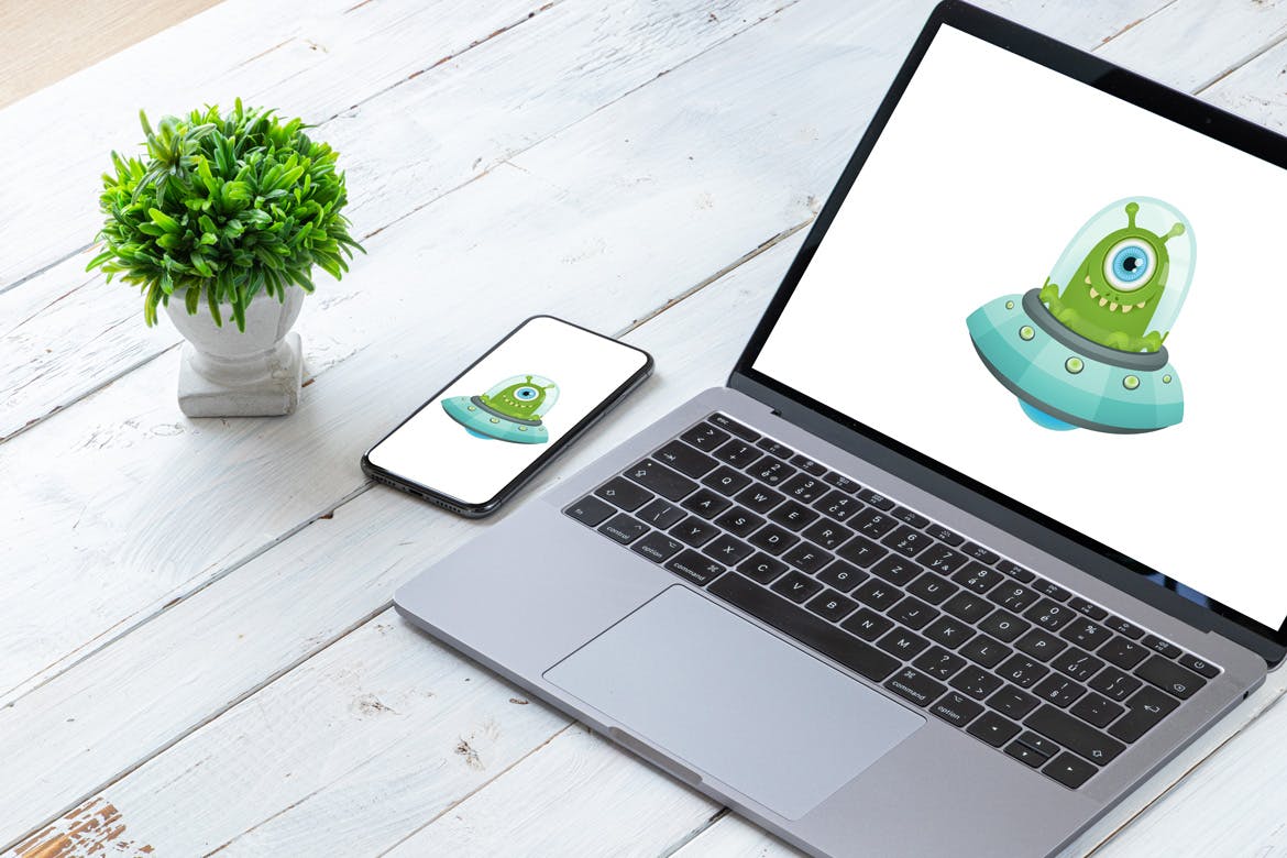 旧木桌上的Macbook&iPhone样机模板v1 Spojeeto Device Mock-ups vol.1插图(9)