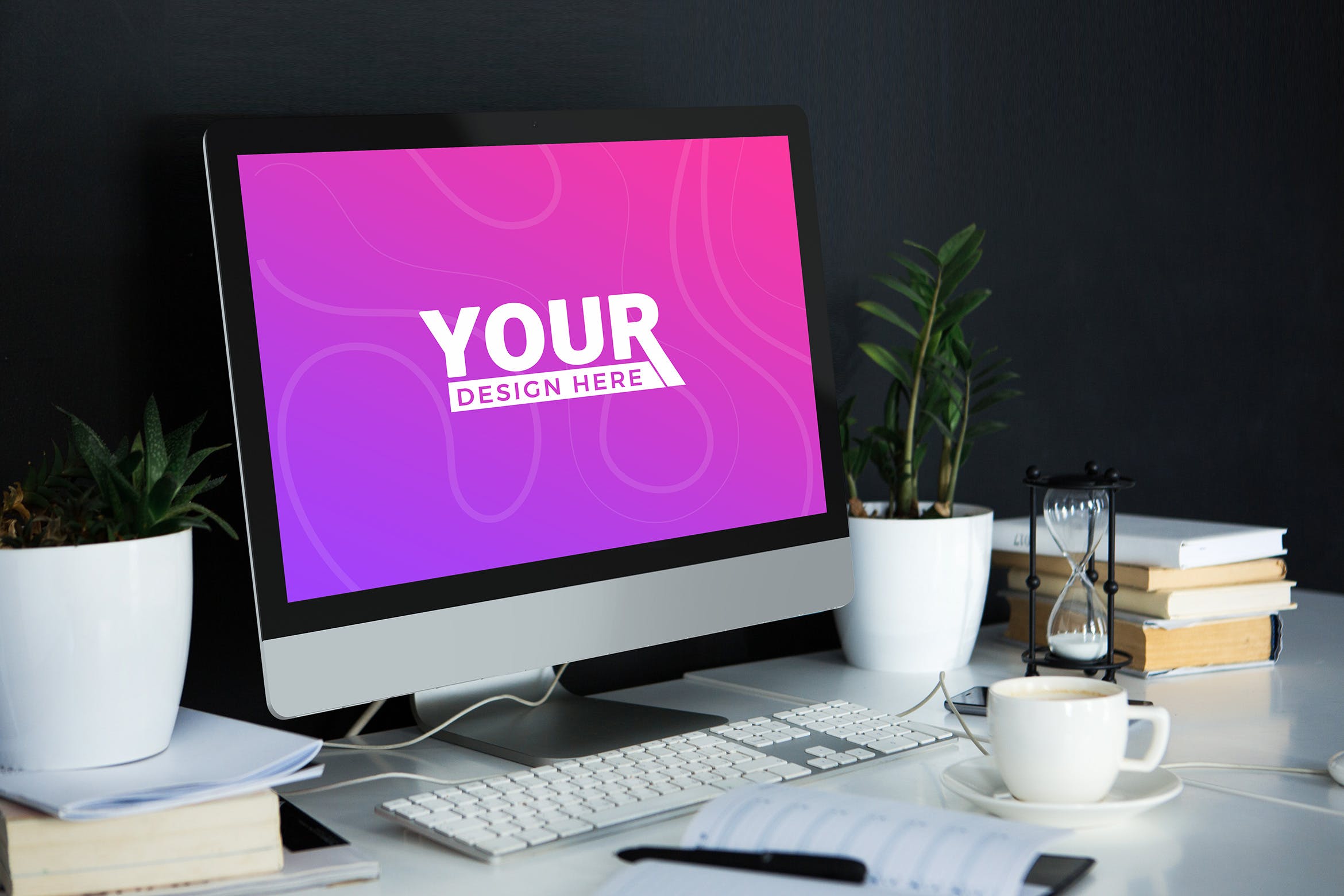 桌面办公场景一体机电脑样机模板 Desktop Mockup插图