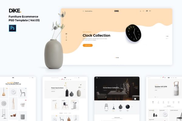 家具电子商务网站设计PSD模板v3 Dike – Furniture Ecommerce PSD Template ( Vol.03)