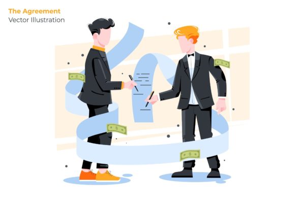 签约场景矢量插画素材库精选设计素材 The Agreement – Vector Illustration