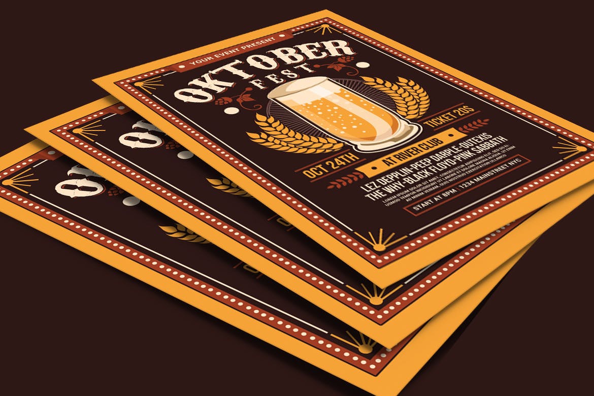 啤酒节策划方案活动海报设计模板 Oktoberfest Party插图(3)