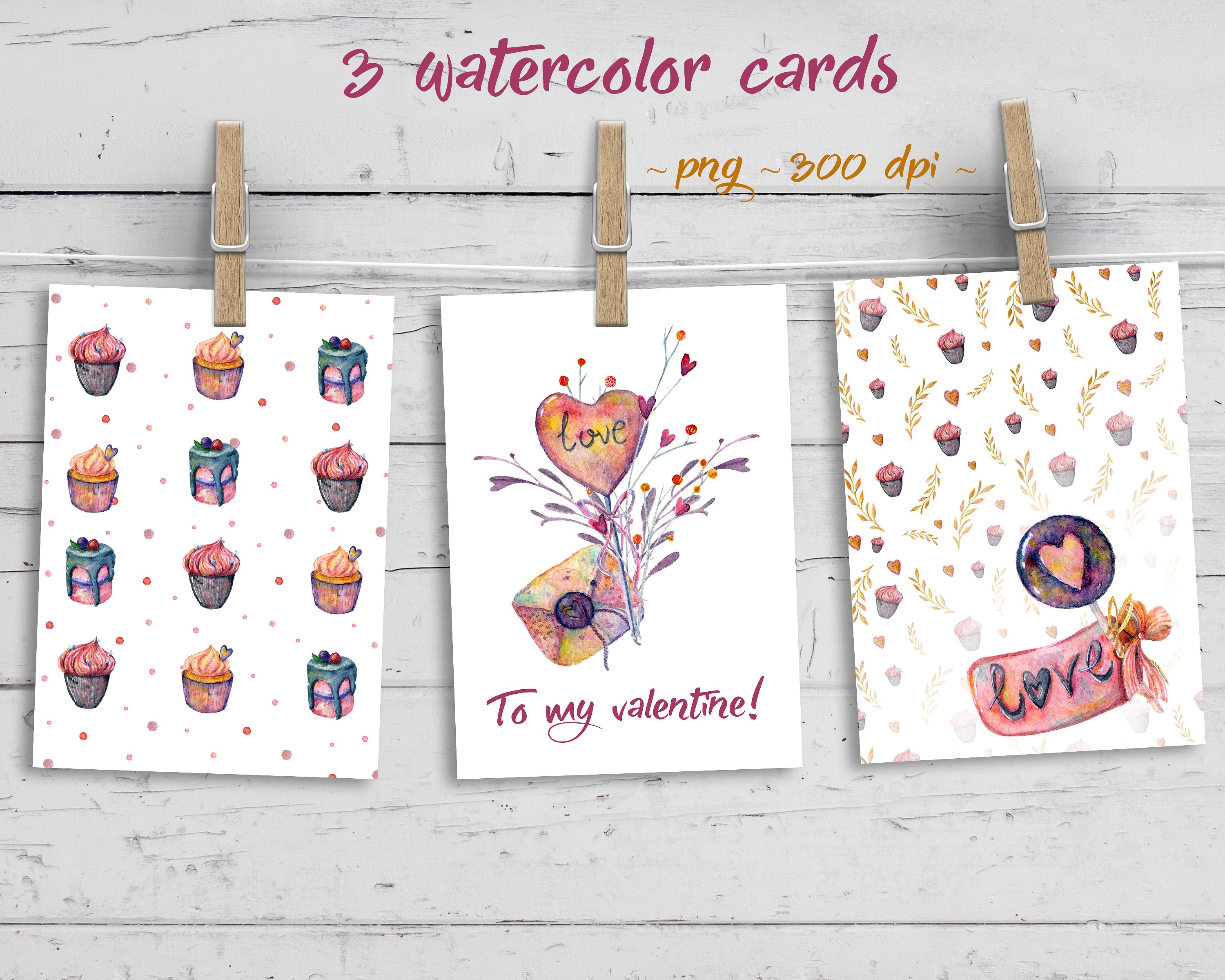 “爱”系列特色复古水彩画素材插图(1)