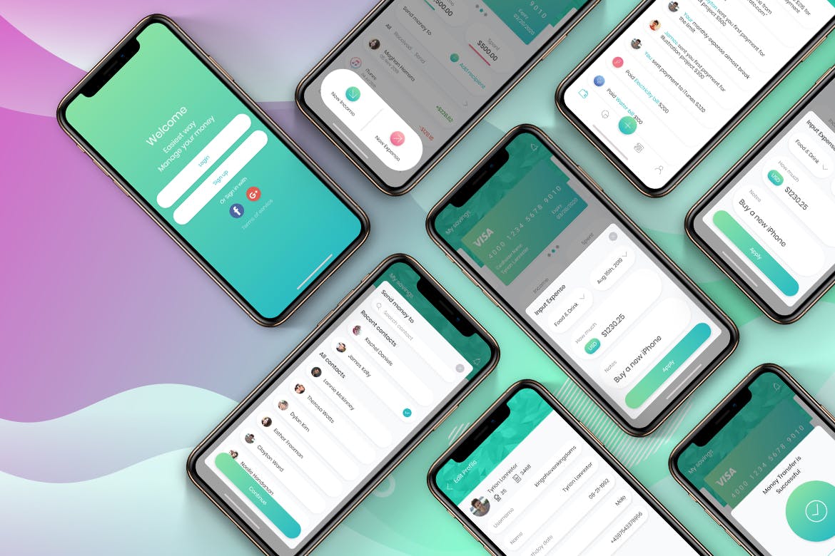 电子钱包金融APP应用UI设计套件2 Financial App UI Mobile Kit 2 – H插图(1)
