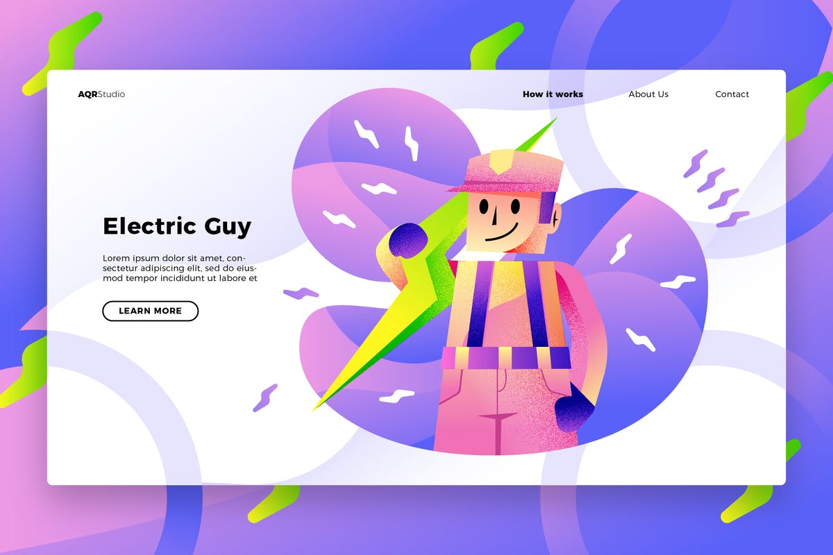 电工电力维修服务概念插画网站Banner&着陆页模板 Electrician – Banner & Landing Page插图