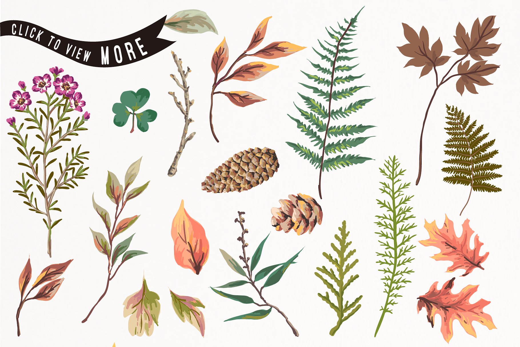 秋天主题手绘图案设计素材合集 Hand drawn autumn collection插图(3)