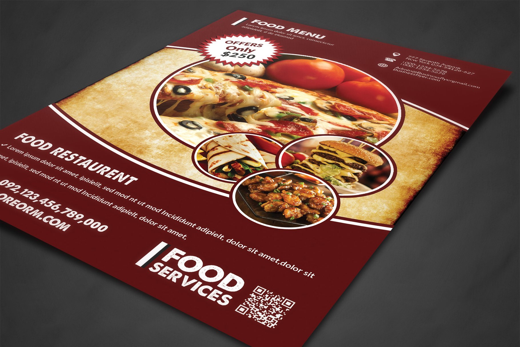 西式快餐食品外卖菜单传单模板 Food Menu插图(1)