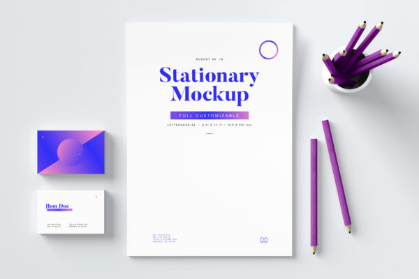 高逼格品牌VI设计预览图办公用品样机02 Stationery Mockup 02