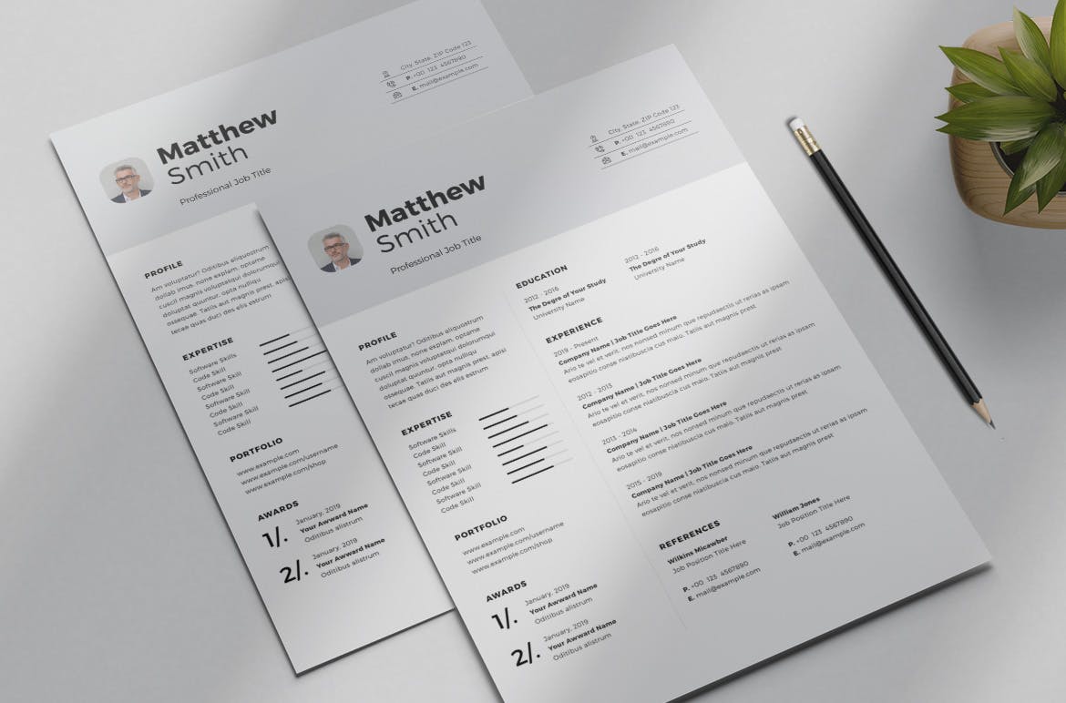 低调简约风格个人介绍信&素材库精选简历模板 Minimalist Resume Layout插图(1)