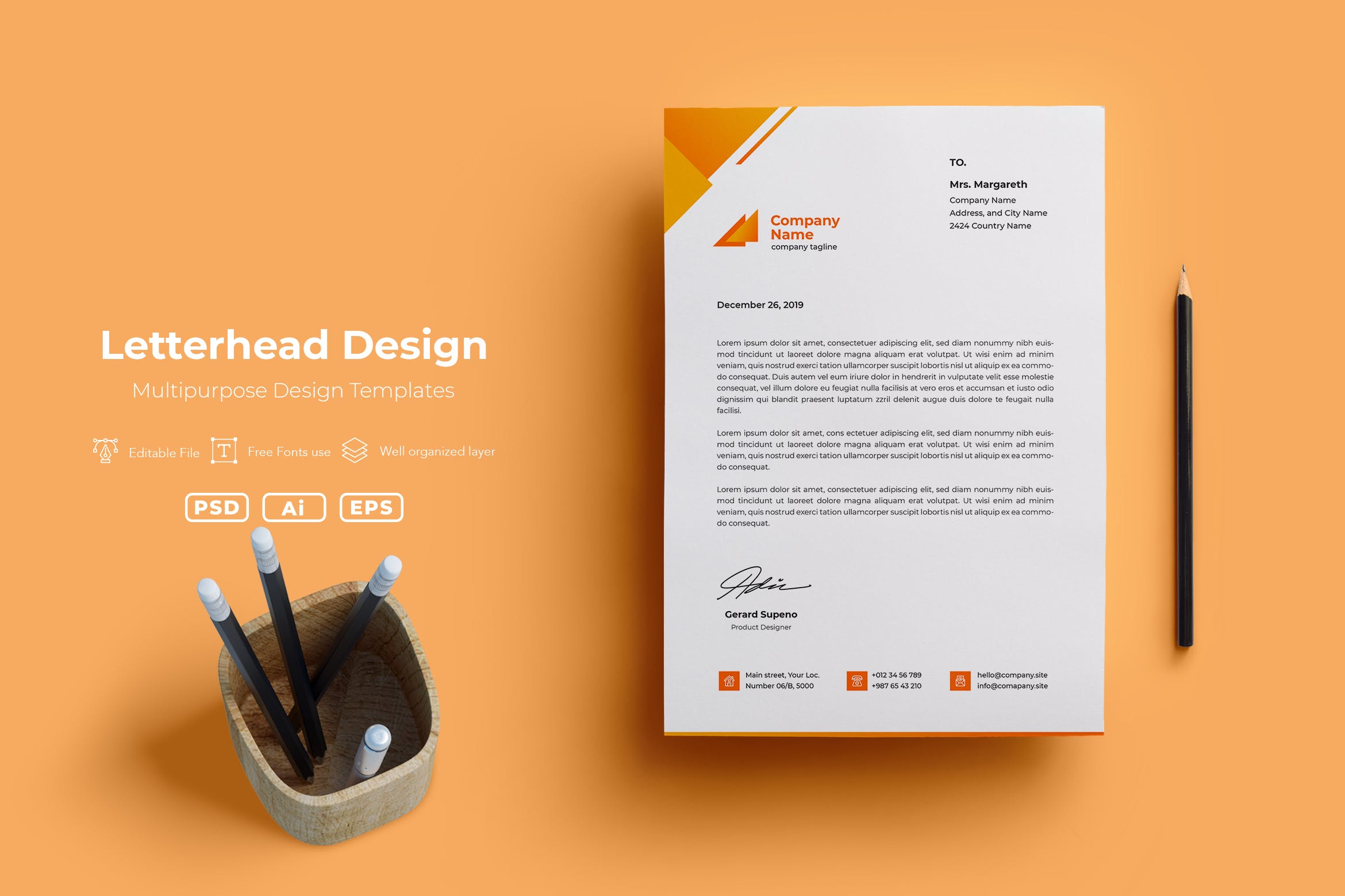 极简主义风格标准企业信纸模板v07 ADL Letterhead Templates.v07插图