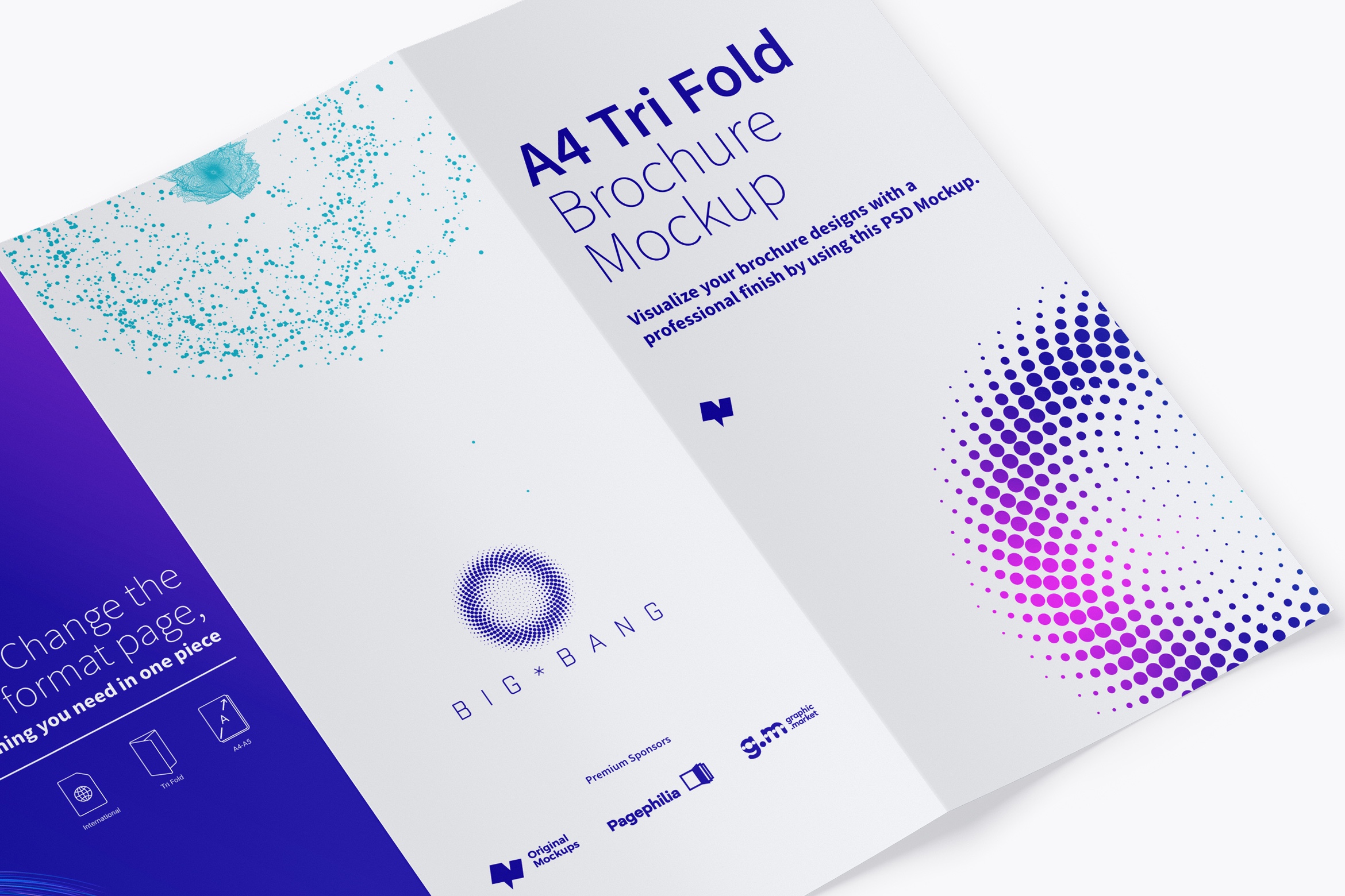 A4三折页折叠传单＆小册子设计效果预览样机02 A4 Trifold Brochure Mockup 02插图(3)