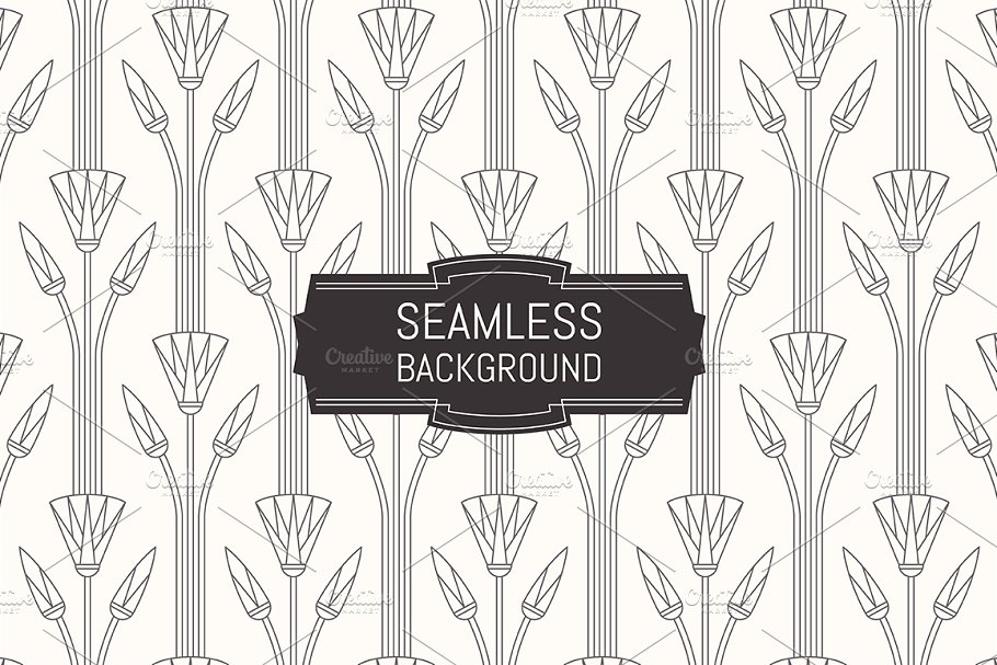 装饰艺术图案无缝纹理 Seamless Art Deco patterns插图(1)