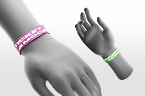 腕带门票图案设计样机素材库精选 Wristband Ticket Mockups