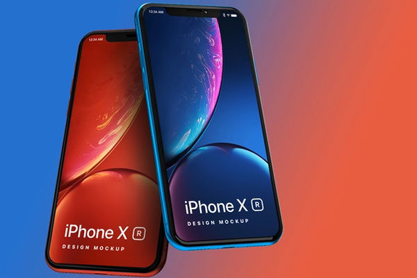 精品：完美的带透视角度的 iPhone XR 设计样机 [PSD]