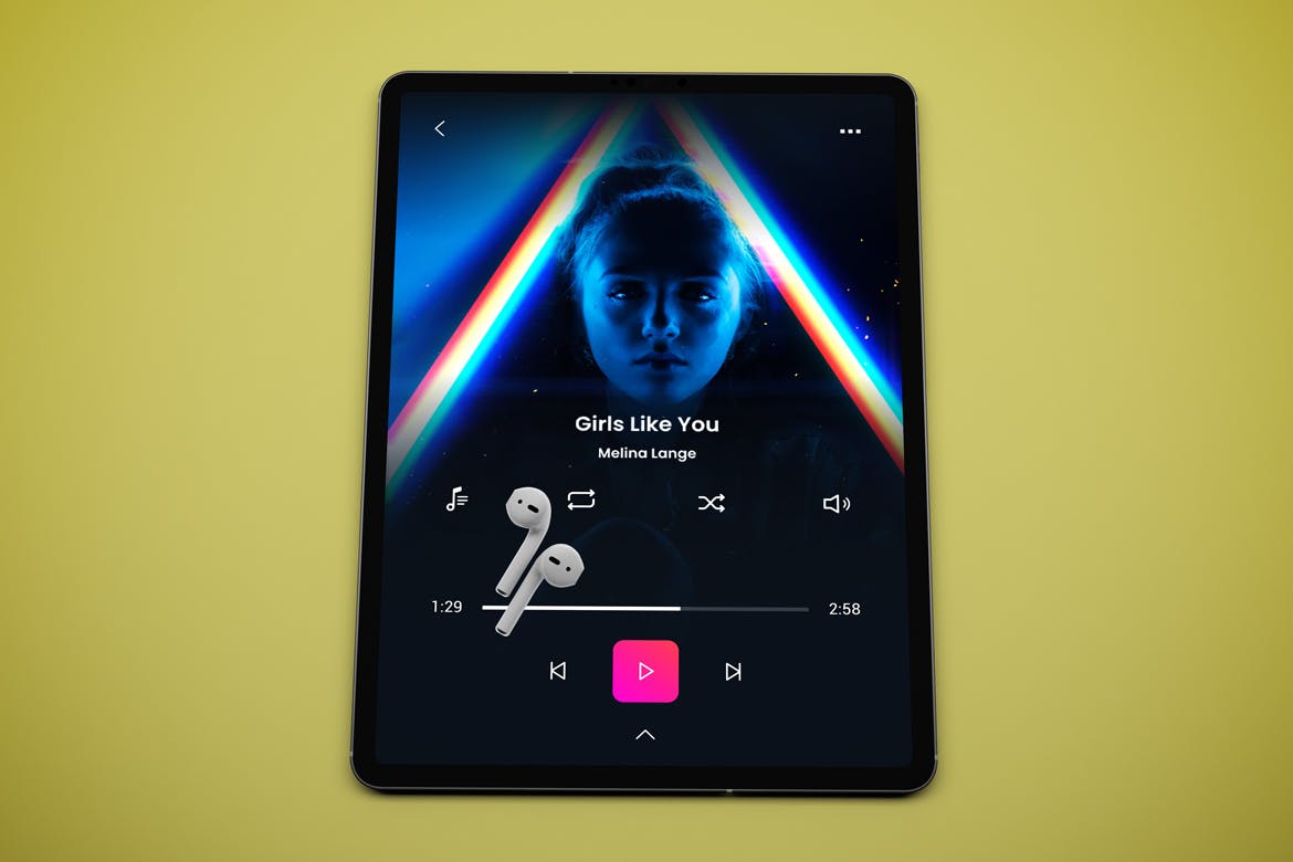 音乐APP界面设计效果图iPad Pro平板电脑样机模板 iPad Pro Music App插图(3)