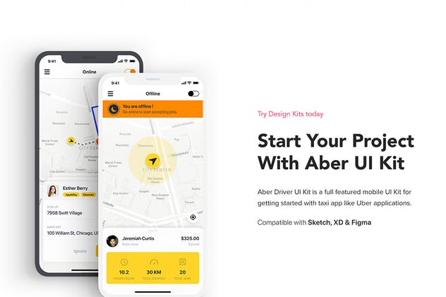 出租车打车软件APP应用UI设计套件 Taxi Driver Booking UI Kit插图(6)