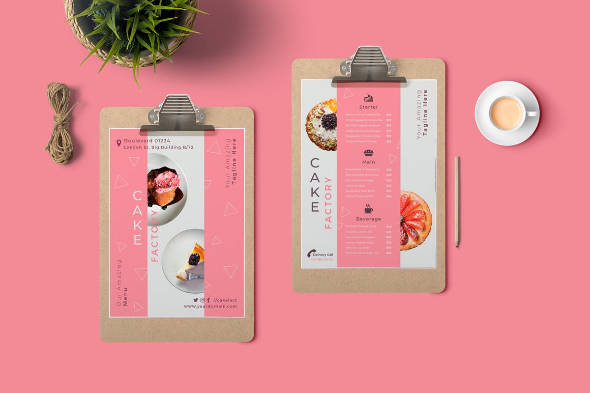 糕点面包烘培店美食菜单模板 Cake Restaurant Menu插图