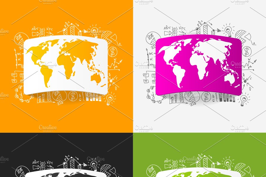 12张手绘商业公式的纸质地图贴纸 12 MAP STICKERS-business formulas插图(2)