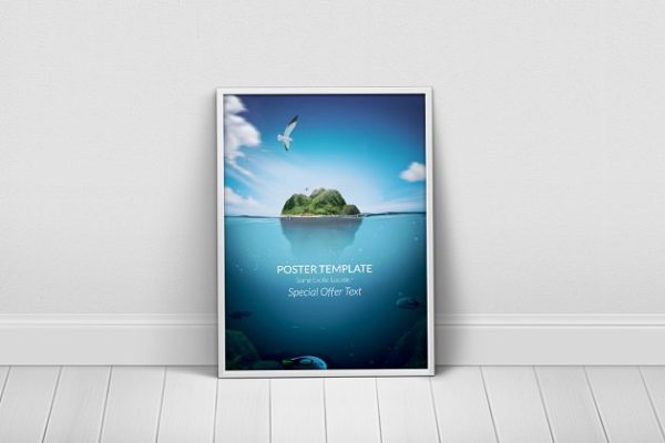 自由主义海洋岛屿元素海报模板 Message in a Bottle Poster Template