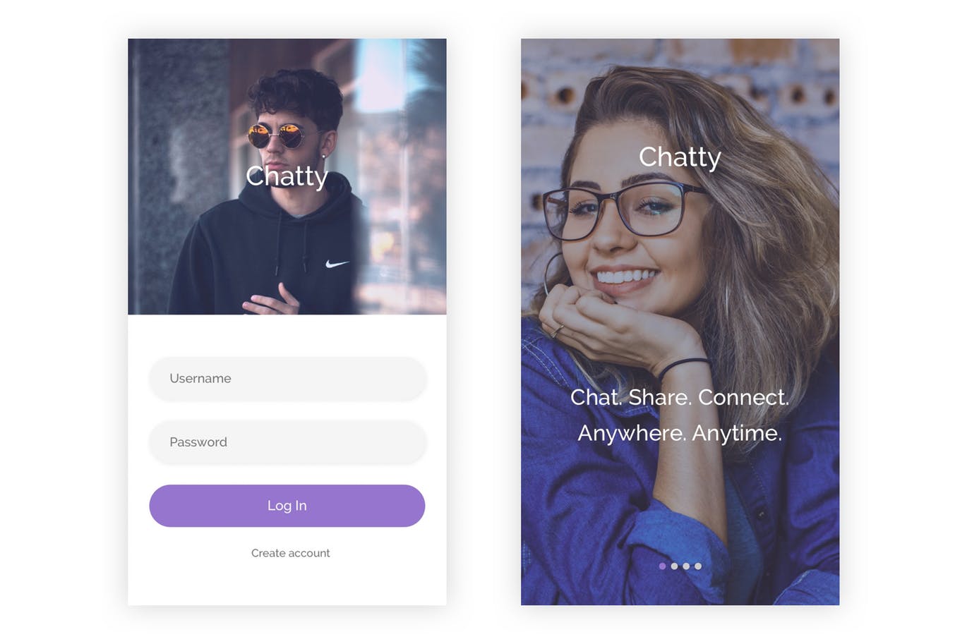 社交聊天&分享APP应用UI设计素材库精选套件 Chatty – Chatting & Sharing App -Adobe Illustrator插图(1)