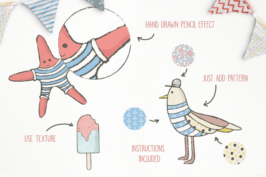 可爱海洋生物手绘插画剪贴画 Cute Sea Collection Pro插图(4)