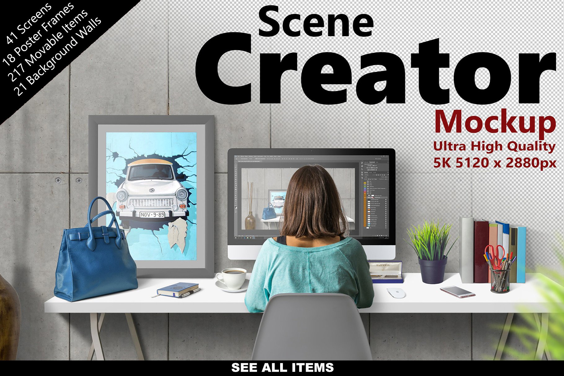 5K高清场景生成模板 SCENE CREATOR 5K Mockup(场景模板、海报、独立元素&背景)插图