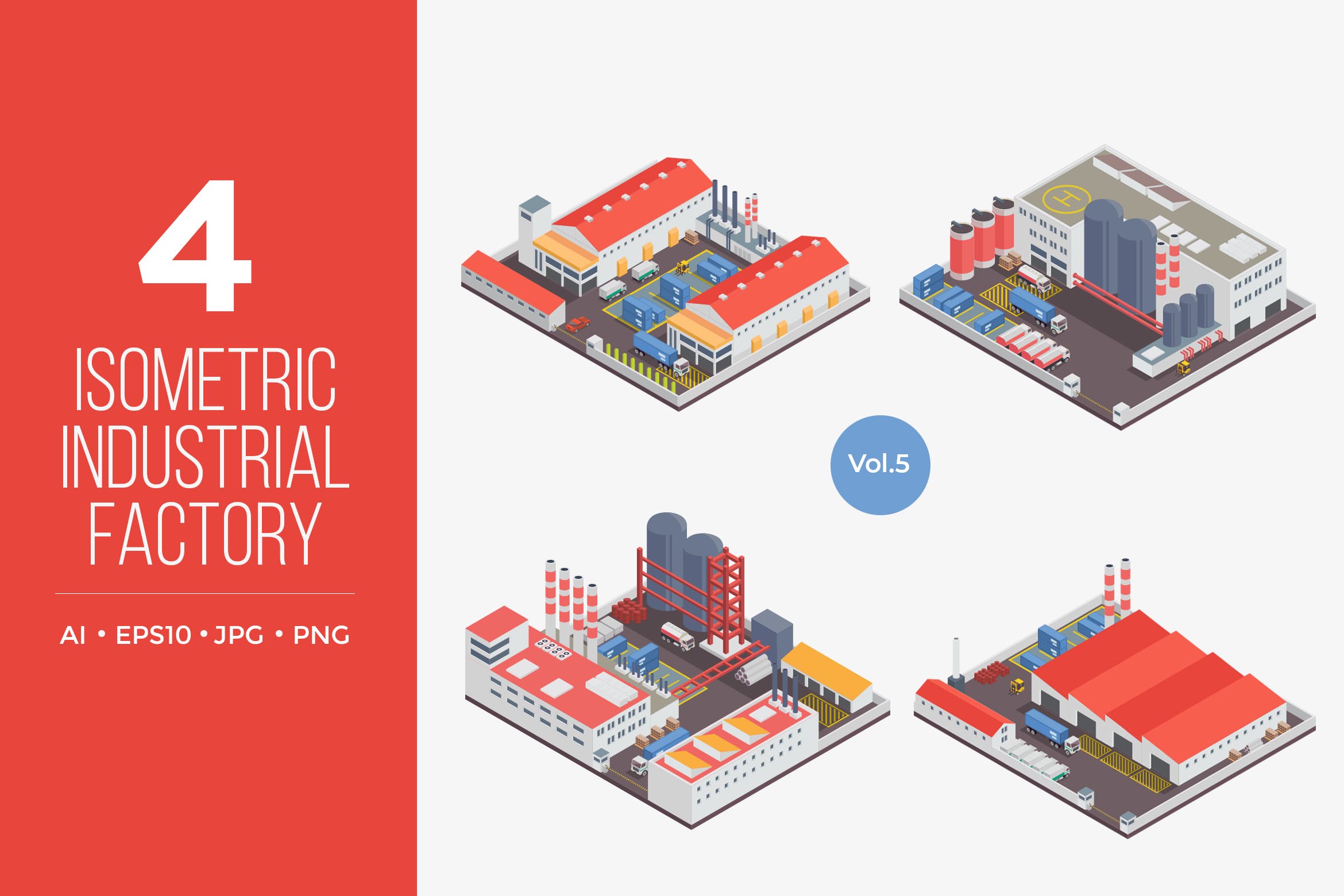 工业工厂等距矢量图形v5 Isometric Industrial Factory Vector Set 5插图
