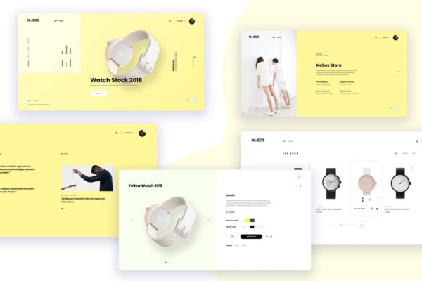 腕表/手表奢侈品牌网上商城PSD设计模板 Ne22 – Watch store one page template