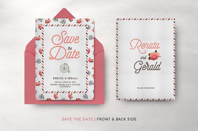 复古旅行婚礼请柬邀请函套装模板 Vintage Travel Wedding Suite插图(10)