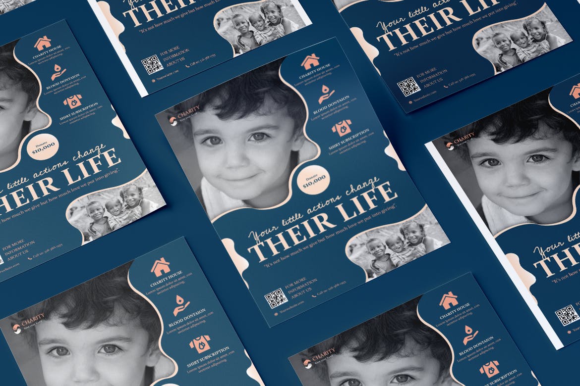 慈善机构/非政府组织/非营利机构简介传单设计模板v2 Charity, NGO, Non-Profit Flyer PSD Template插图(1)