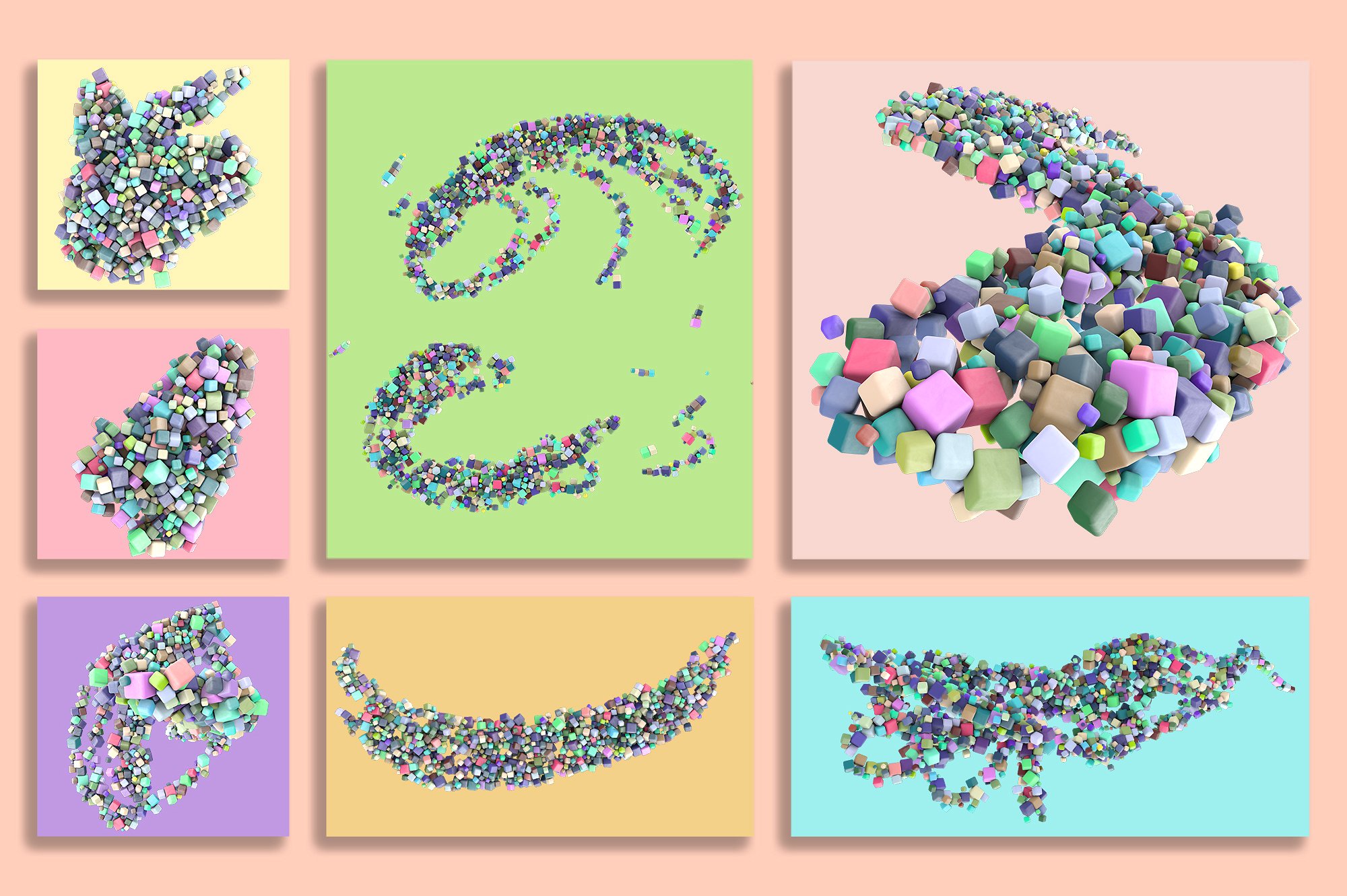 60款彩色立方体叠层背景 Cubes插图(4)