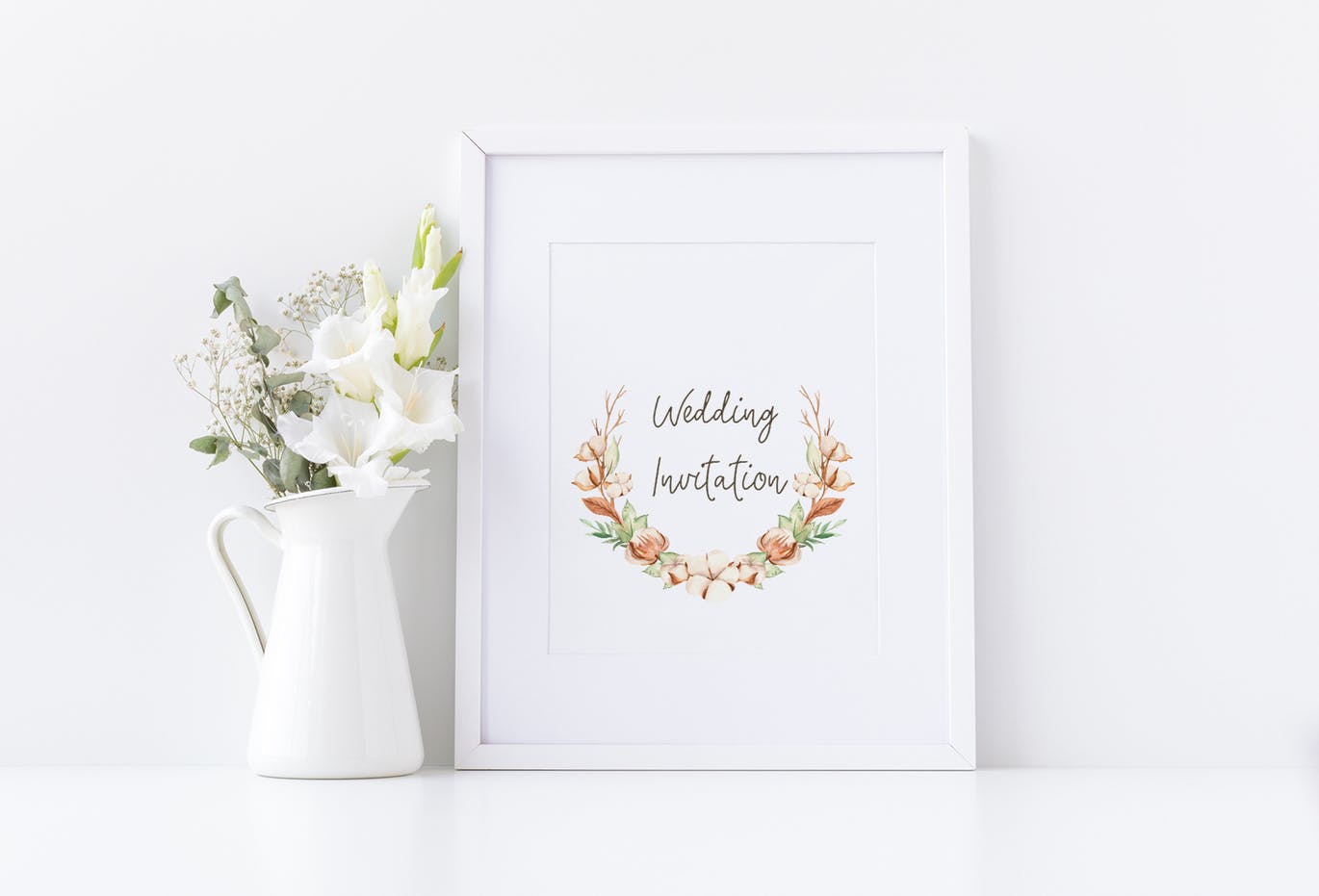 水彩棉花手绘剪贴画/花框/花环素材库精选设计素材 Watercolor cotton. Clipart, frames, wreaths插图(8)