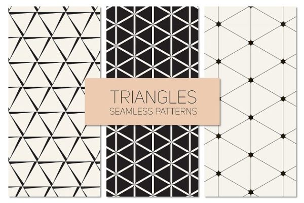 三角形图形无缝图案纹理 Triangles. Seamless Patterns Set 10