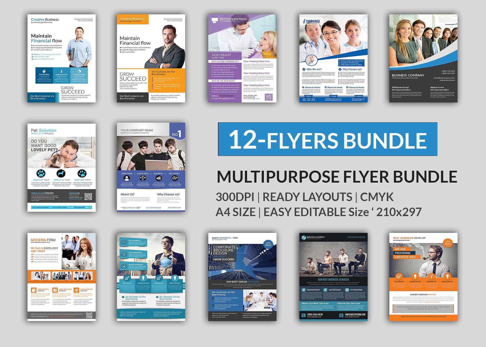 12款企业商务合作推广传单模板 Corporate 12 Flyer Big Bundle插图