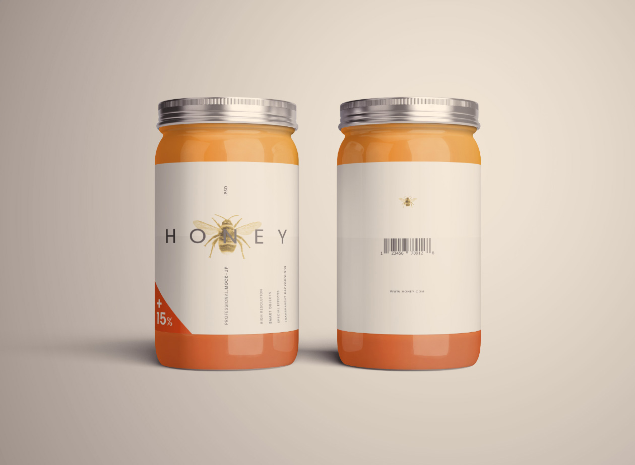 食品玻璃罐外观设计样机PSD模板 Standard Glass Jar Mockups插图(3)