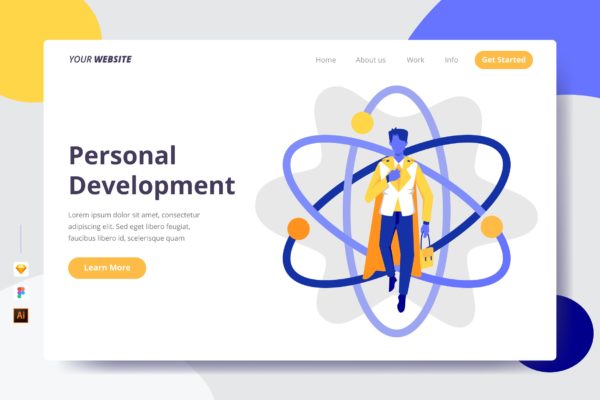 职场发展主题插画网站着陆页设计素材库精选模板 Personal Development – Landing Page