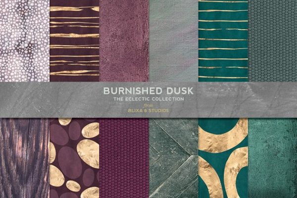 温暖金箔色调大理石抛光纹理 Burnished Gold Patterns &amp; Textures