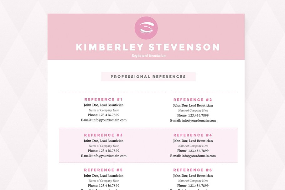 美容化妆行业简历&介绍信模板 Crisp Pink Resume, Cover Letter Pkg.插图(3)