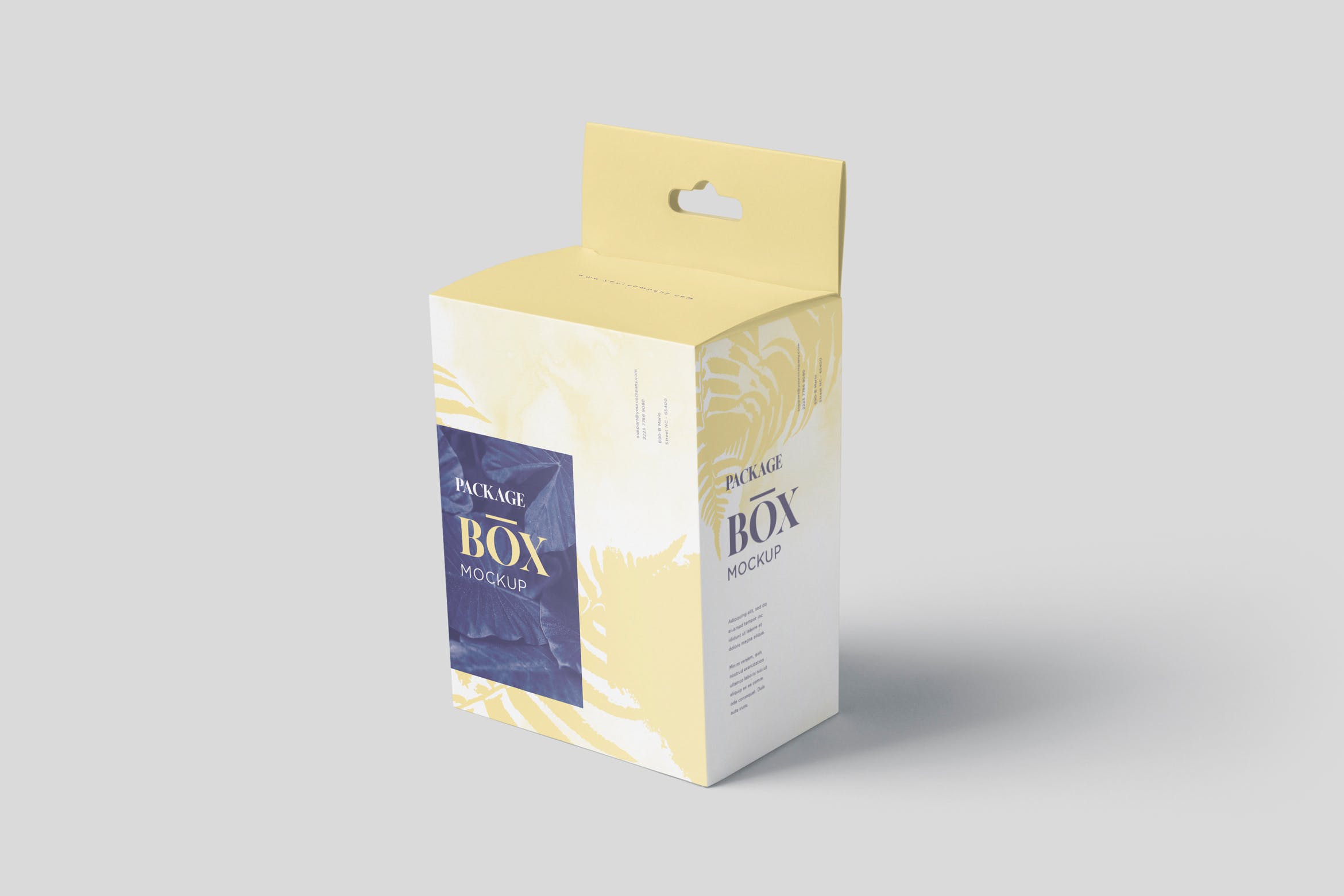 挂耳式扁平矩形包装盒素材库精选模板 Package Box Mockup Set – Slim Square with Hanger插图