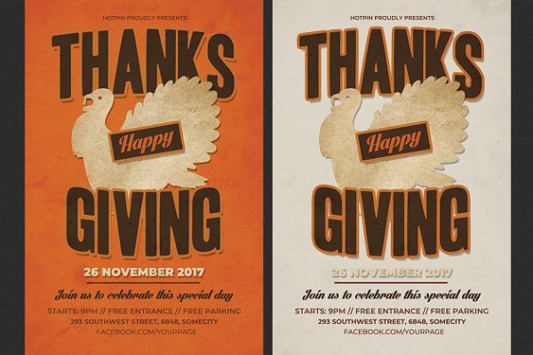 现代感恩节传单海报设计模板 Thanksgiving Flyer Template