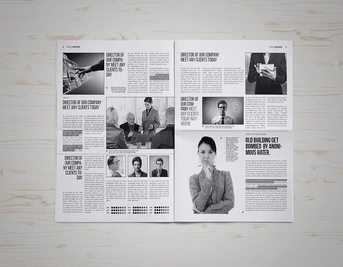 企业品牌内宣报纸设计模板 InDesign Newspaper Template插图(3)