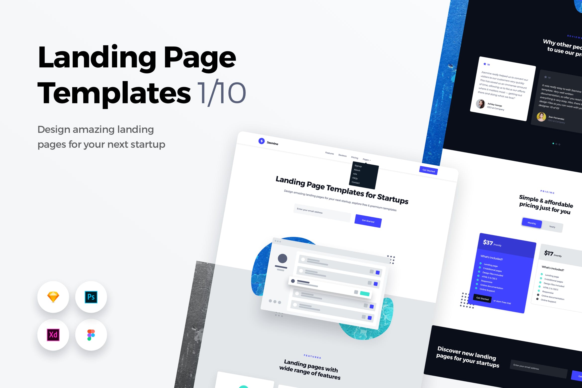 创意网站着陆页UI设计模板套装v1 Landing Page Templates – Web UI Kit – 1插图