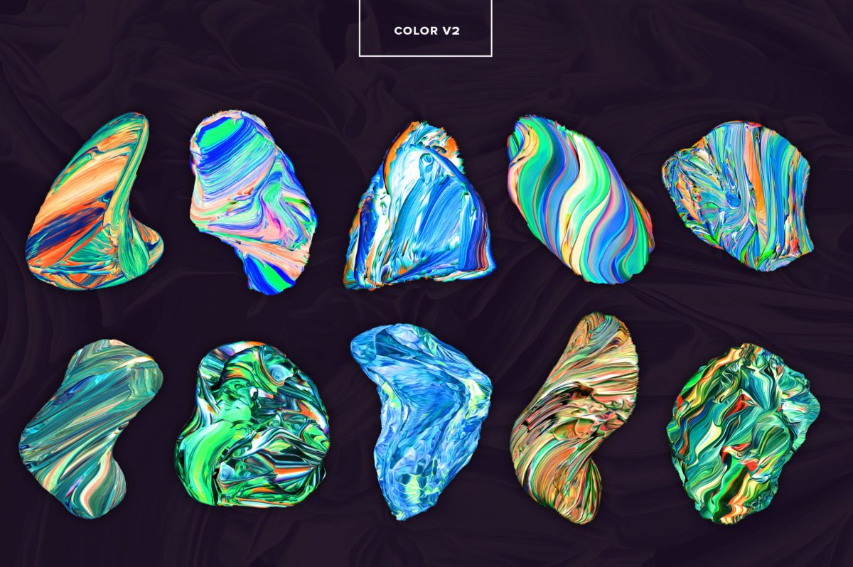 创意抽象纹理系列:80个3D立体抽象形状&PS笔刷 Displaced插图(8)