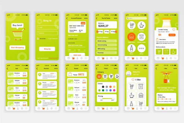 电商网站商城APP应用用户交互界面设计UI套件 Commerce Mobile App UX and UI Kit
