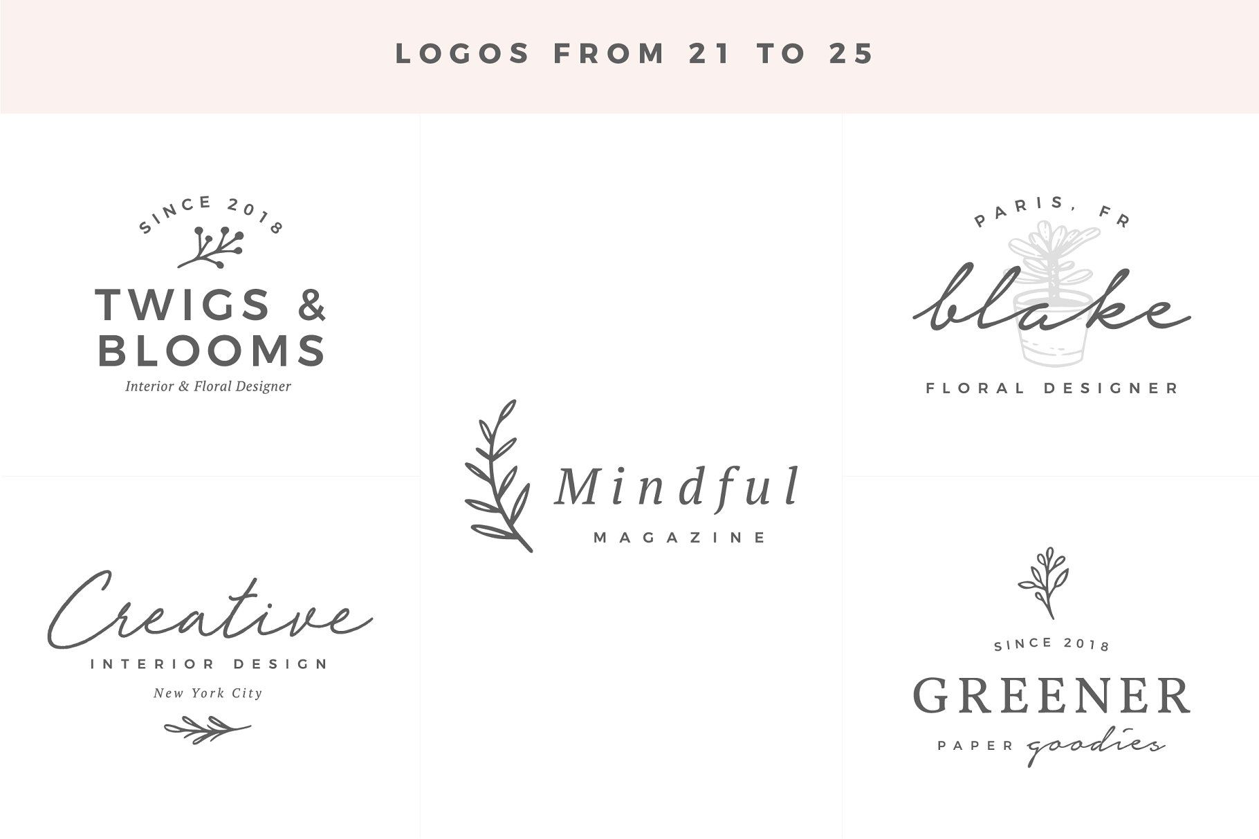 即拿即用优雅风格英文Logo设计模板 Delicate Logos – Volume 04插图(8)