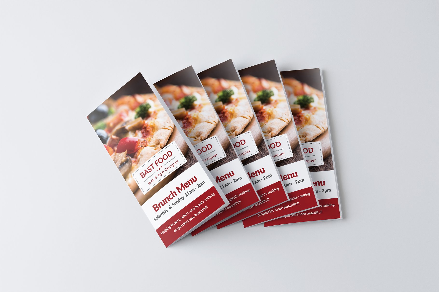 三折页西式餐厅菜单设计模板 Food Menu Trifold Broshure插图(1)