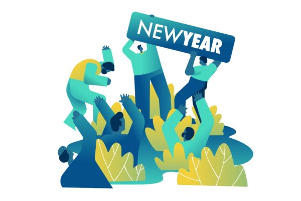 新年晚会倒计时矢量插画素材v1 New Year party countdown