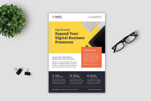 互联网数字营销公司宣传单设计模板 Expandit Marketing Company Flyer