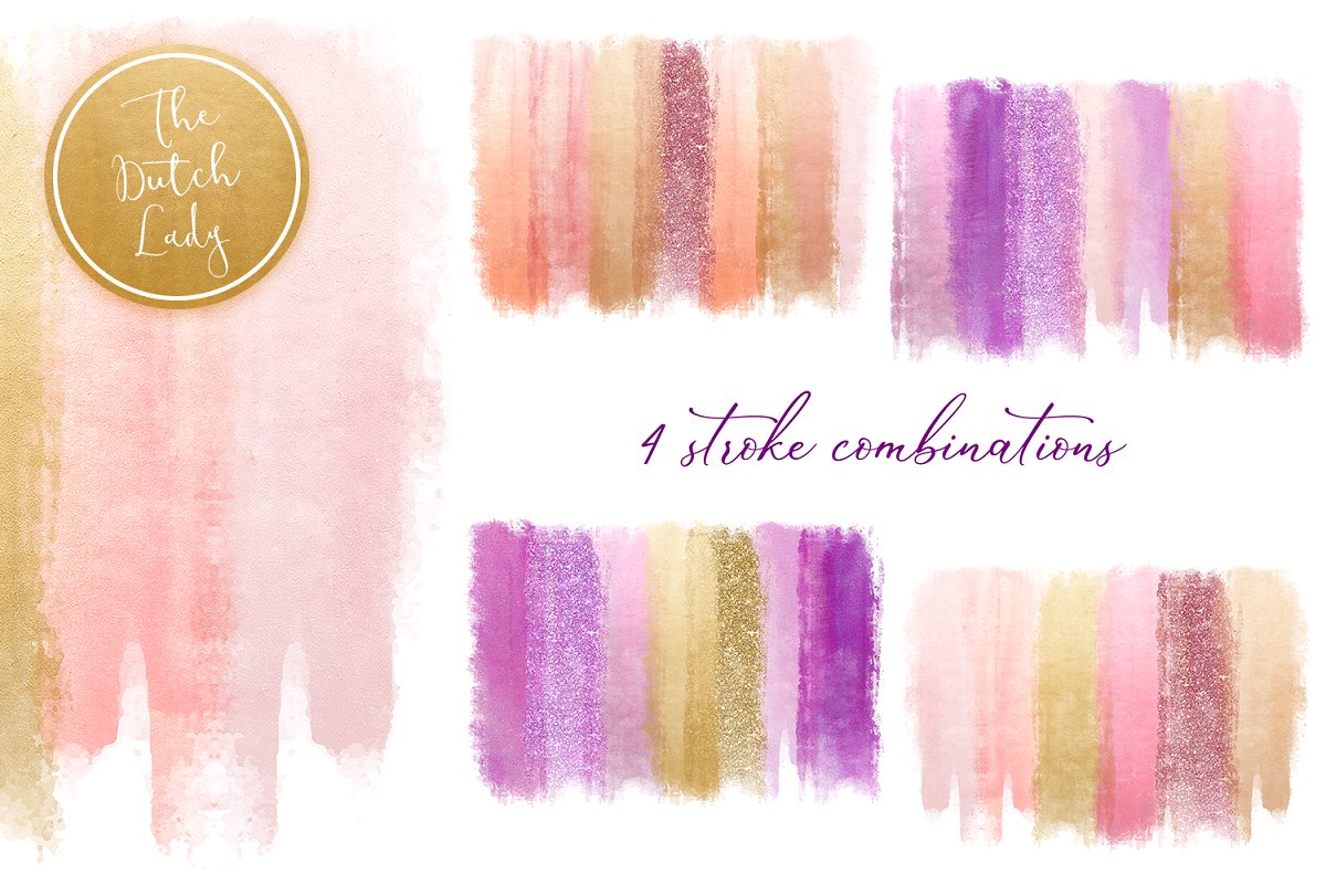 画笔描边闪光粉末效果垂直剪贴画插图(3)